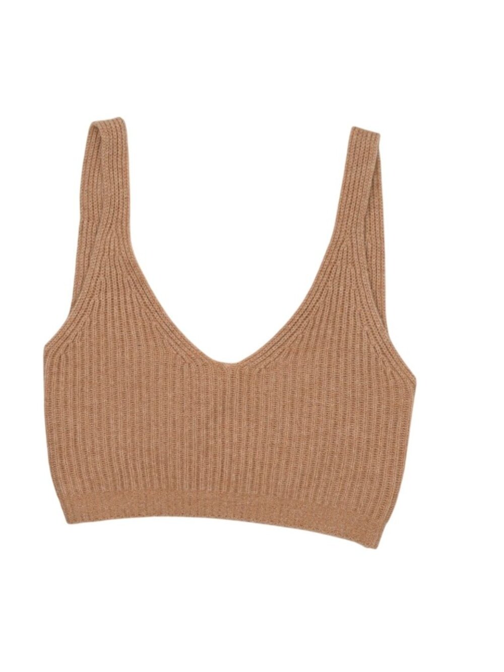 Cashmere in Love Reese Ribbed Knit Cropped Vest in Camel